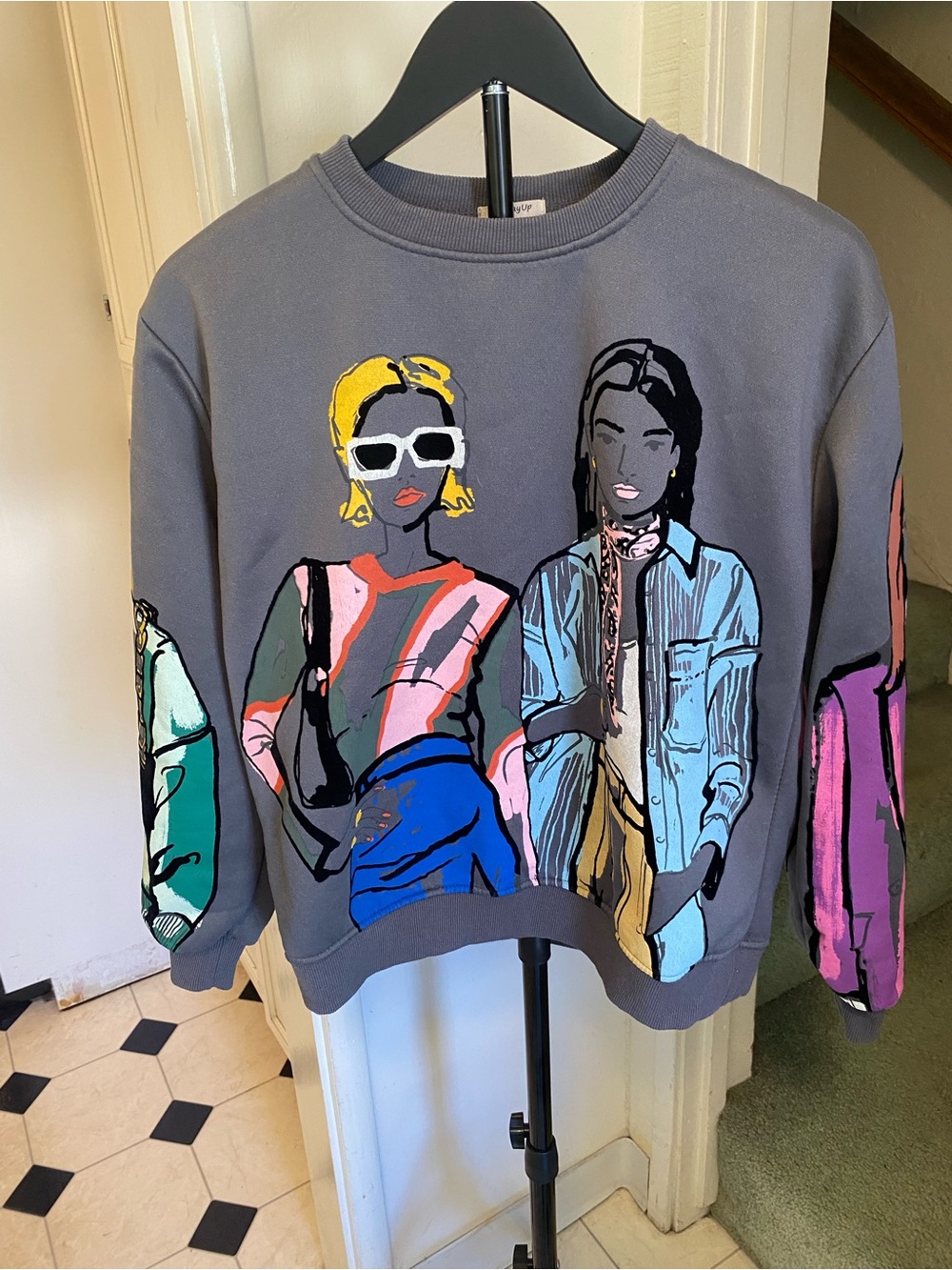Sunday Up Heather Gray Crewneck Sweatshirt with Ribbed Collar